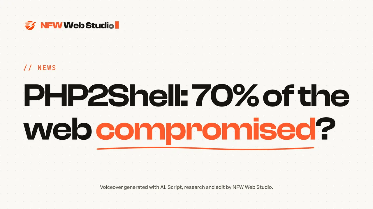 Title card of the video: PHP2Shell, two PHP flaws, NFW Web Studio