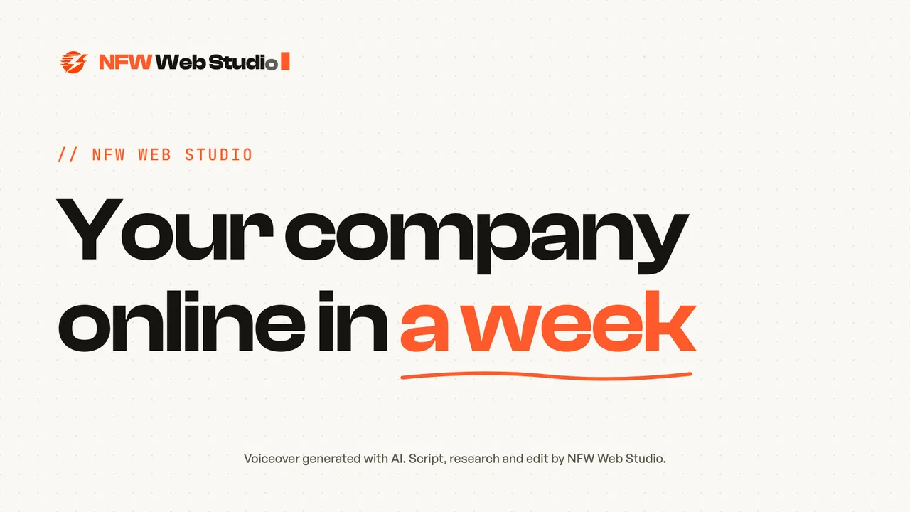 Title card of the video: Your company online in a week, NFW Web Studio